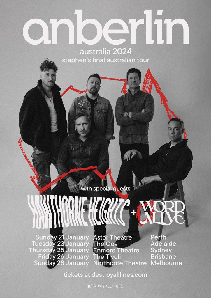 Anberlin announce 2024 Australian tour With special guests Hawthorne